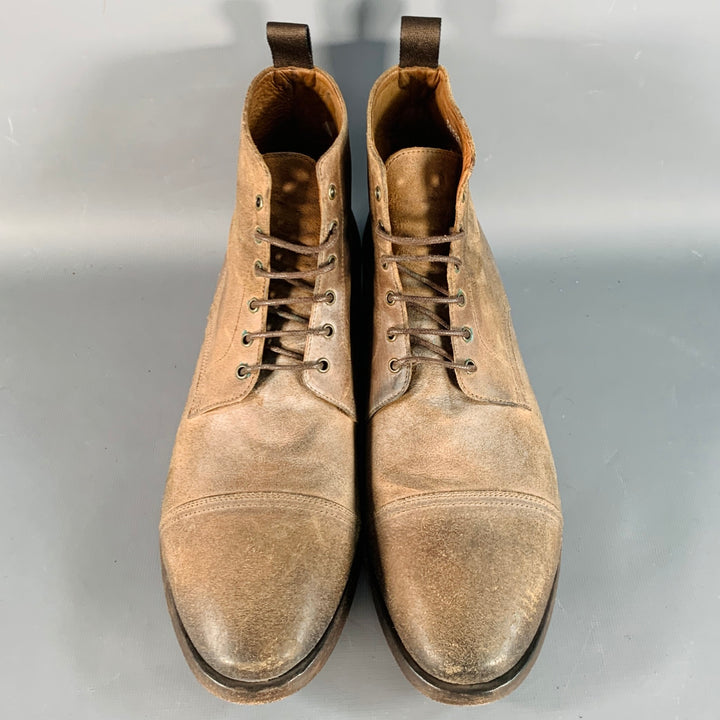 PAUL SMITH Size 9 Brown Antique Leather Cap Toe Lace-Up Boots
