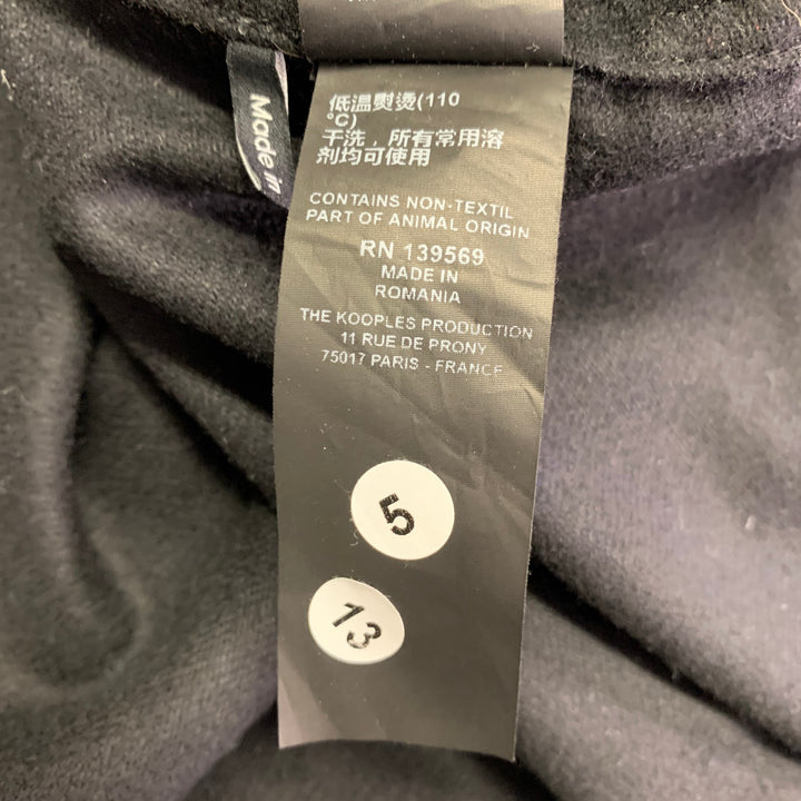 THE KOOPLES Size XXL Black Wool Blend Lambskin Collar Long Sleeve Shirt