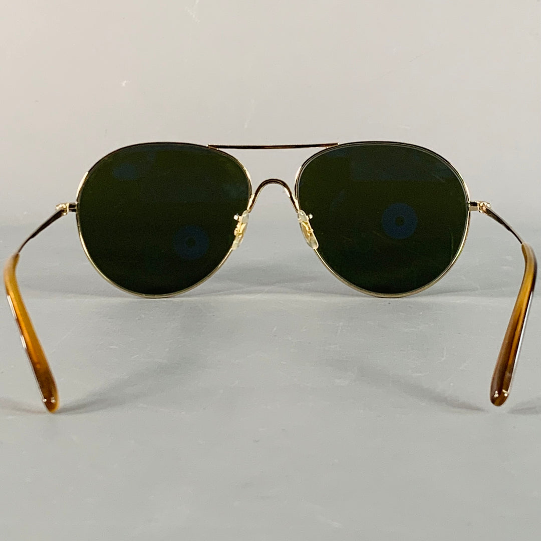 OLIVER PEOPLES Rockmore Gold Engraved Metal Aviator Sunglasses