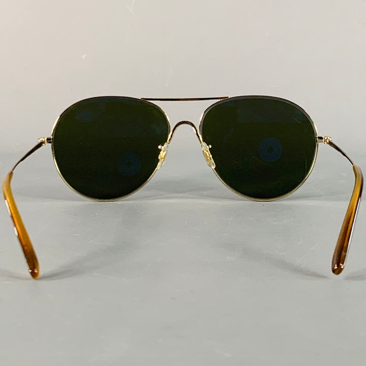 OLIVER PEOPLES Rockmore Gold Engraved Metal Aviator Sunglasses