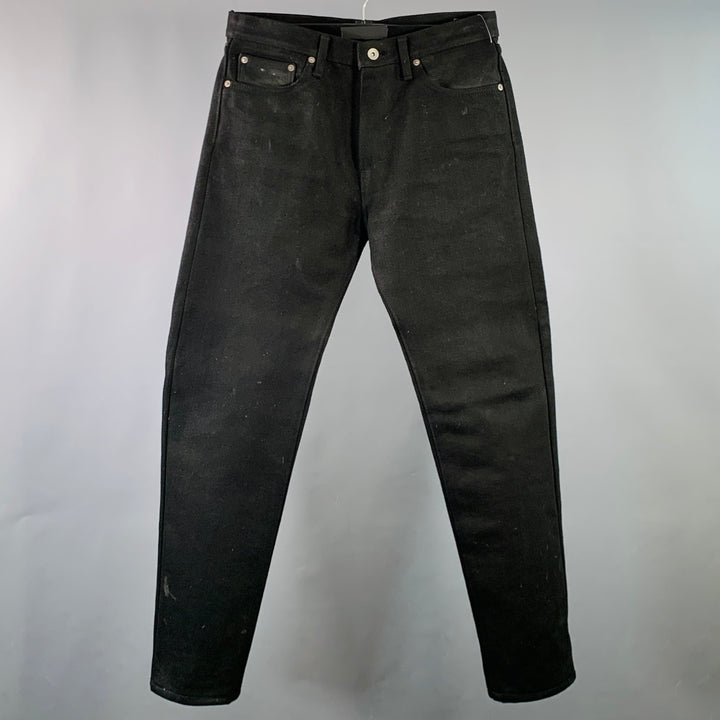 IRON HEART Size 33  Black 21oz Cotton Denim Twill Heavyweight Tapered Jeans
