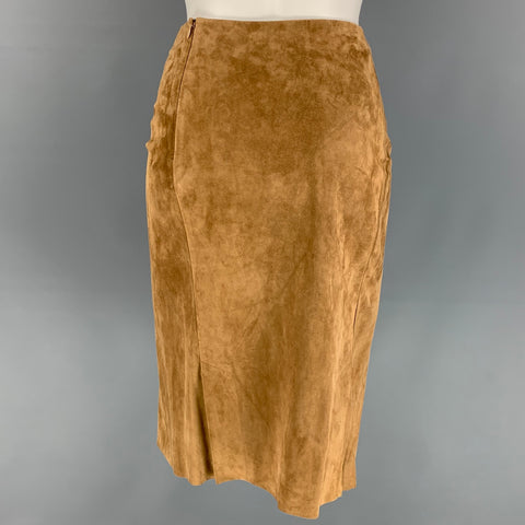 RALPH LAUREN Collection Size 6 Tan Suede  Pencil Below Knee Skirt