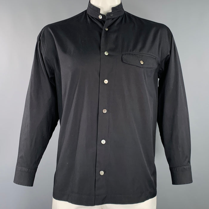ISSEY MIYAKE Size L Black Cotton One Pocket Long Sleeve Shirt
