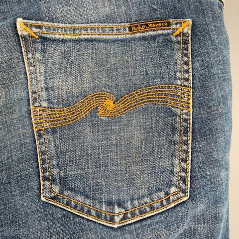 NUDIE JEANS Size 32 Tight Terry Blue Washed Cotton Blend Jeans