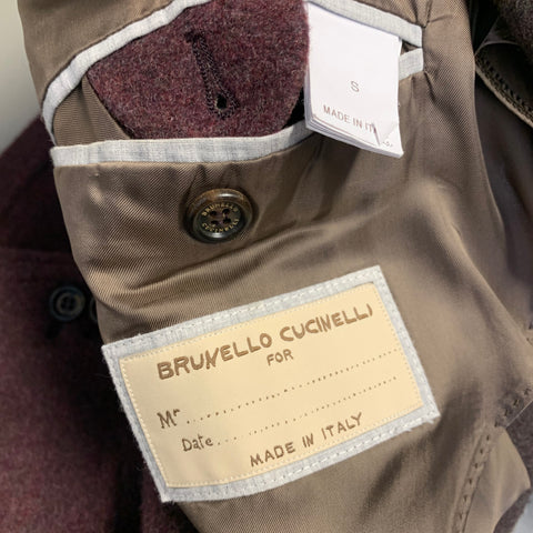 BRUNELLO CUCINELLI Chest Size S Burgundy Heather Cashmere Sport Coat