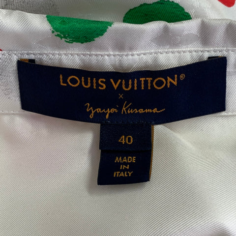 LOUIS VUITTON x YAYOI KUSAMA Size M White Multi Color Silk Monogram Dots Button Up Shirt