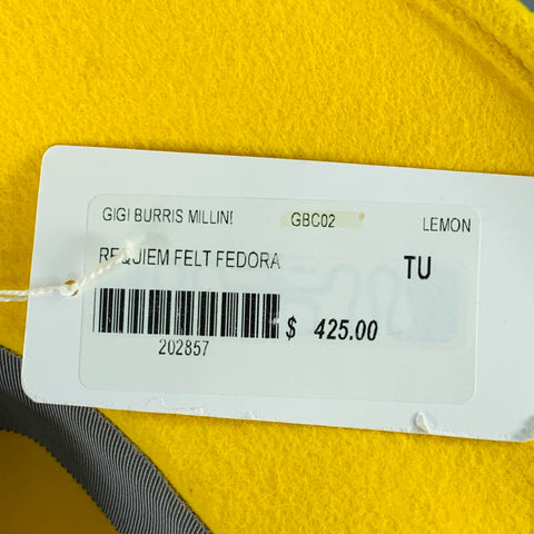 GIGI BURRIS Requiem Yellow Felt Fedora Hat