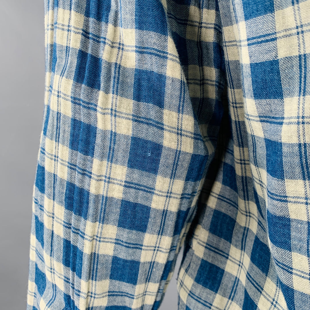 RRL by RALPH LAUREN Size XL Blue Cream Plaid Cotton Long Sleeve Shirt
