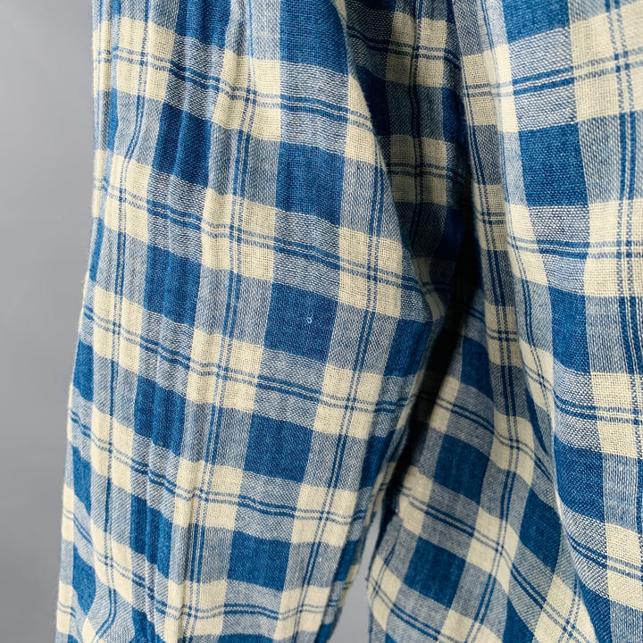 RRL by RALPH LAUREN Size XL Blue Cream Plaid Cotton Long Sleeve Shirt