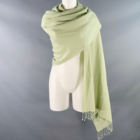 VINTAGE Sage Green Fringe Scarf Shawl