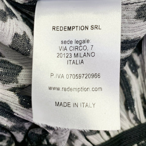REDEMPTION Size 6 Black White Polyester Animal Print Bishop Sleeve Drop Waist Dress