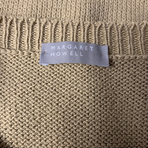 MARGARET HOWELL Size S Beige Knit Cotton V Neck Vest