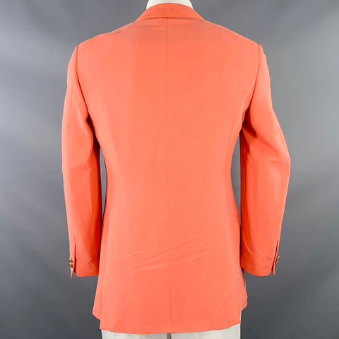 VERSACE Size L Pink Salmon Silk Notch Lapel Sport Coat