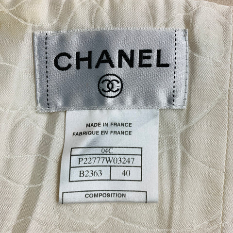 CHANEL Size 8 Cream Cotton  Acrylic Sleeveless Mid-Calf Dress