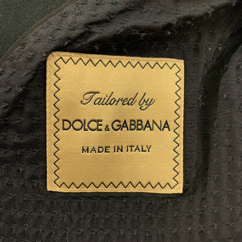 DOLCE & GABBANA Size 40 Black Cotton Blend Notch Lapel Sport Coat