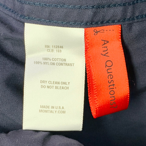 MONITALY Size XL Navy Blue Orange Cotton Buttoned Pockets Coat