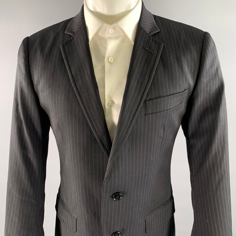 DOLCE & GABBANA Size 36 Black Pinstripe Wool Blend Jacket