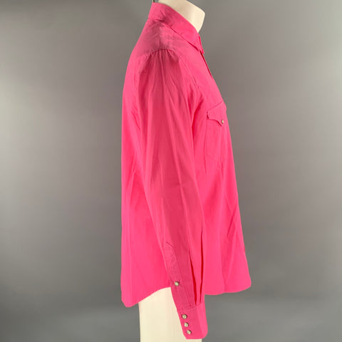 RALPH LAUREN Size M Pink Cotton Western Long Sleeve Shirt