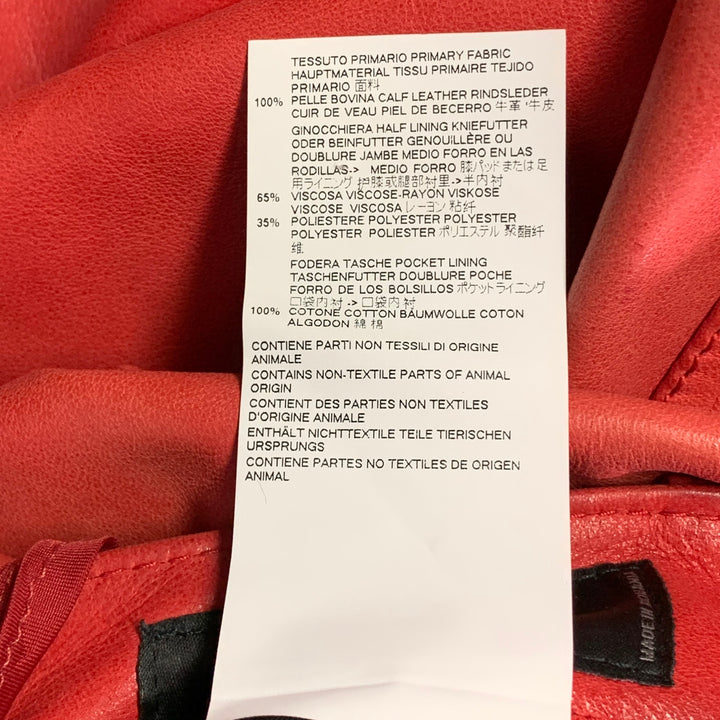 DSQUARED2 Size XS Red Lambskin Leather Low Rise Biker Casual Pants