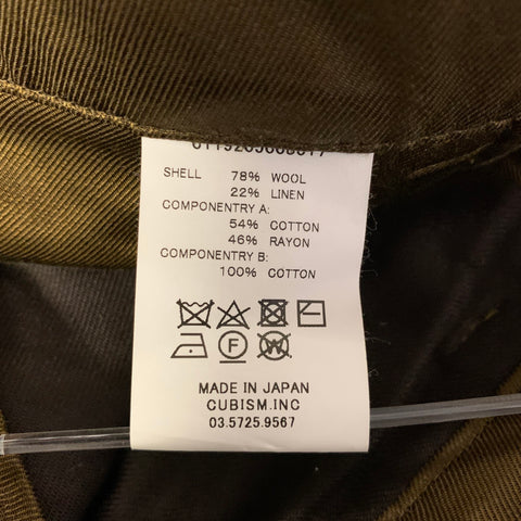 VISVIM Size L Brown Olive Wool Blend Pleated Belted Pants