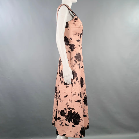 EMILIA WICKSTEAD Size 4 Petrova Pink Black Polyester Floral Sleeveless V-NeckDress