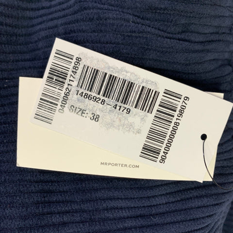 MR. PORTER Size 38 Navy Blue Corduroy Cotton Zip Casual Pants