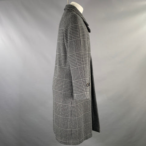 PAOLO MARTORANO Size M Charcoal Plaid Wool Raglan Sleeve Coat