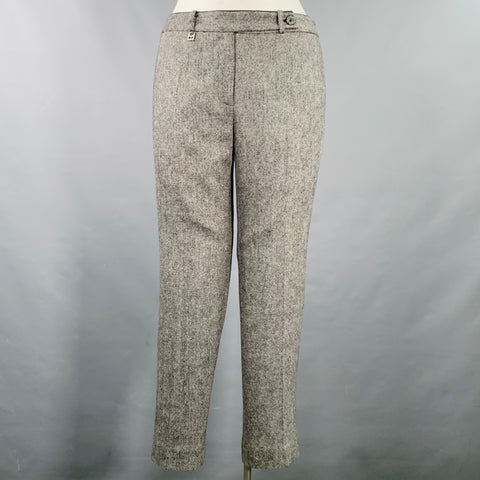 MICHAEL KORS Size 12 Grey Black Viscose Wool Tweed Zip Fly Dress Pants