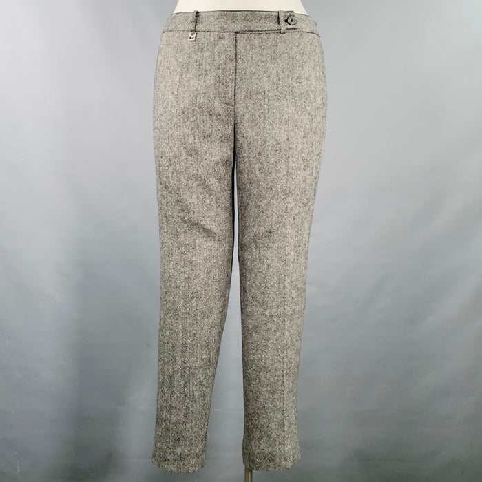 MICHAEL KORS Size 12 Grey Black Viscose Wool Tweed Zip Fly Dress Pants