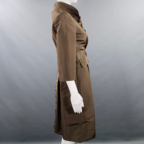 OSCAR DE LA RENTA Size 6 Taupe Silk 3/4 Sleeves Knee Length Dress
