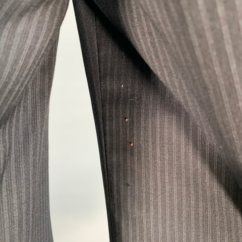 BURBERRY LONDON Size 44 Regular Black Grey Stripe Wool Notch Lapel Suit