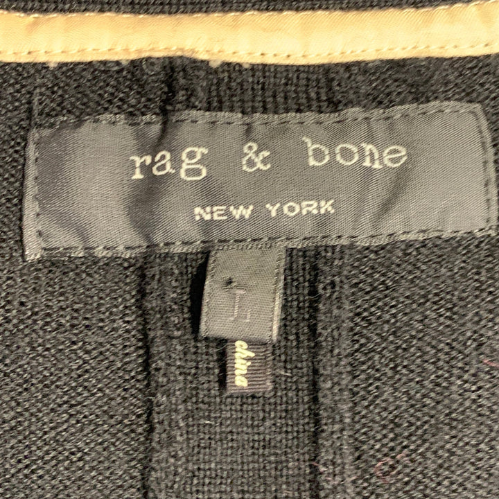 RAG & BONE Size L Grey Black Geometric Wool V-Neck Vest