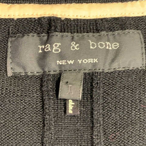 RAG & BONE Size L Grey Black Geometric Wool V-Neck Vest