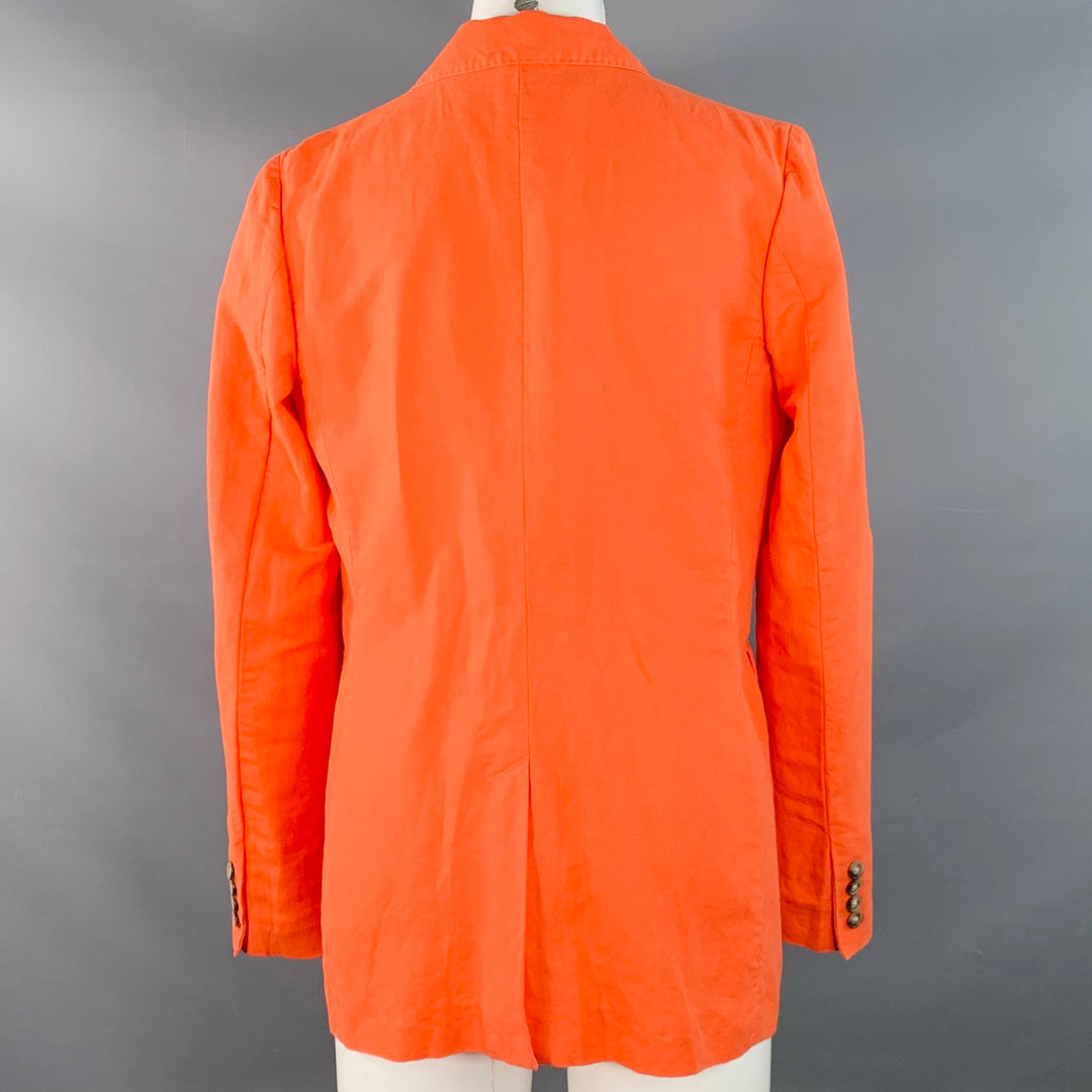 RALPH LAUREN Size 4 Orange Linen Cotton Notch Lapel Jacket Blazer