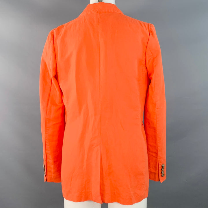 RALPH LAUREN Size 4 Orange Linen Cotton Notch Lapel Jacket Blazer