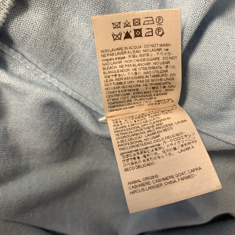AGNONA Size XL Blue Light Blue Knitted Cashmere Silk Crew Neck Pullover