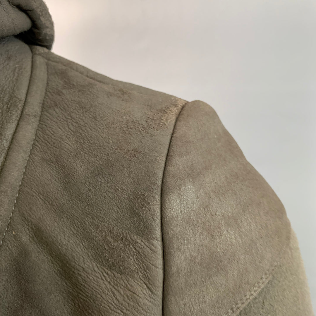 RICK OWENS Size 10 Brown Virgin Wool Blend Lambskin Zip Up Jacket