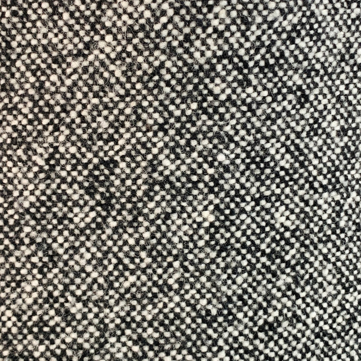 CARVEN Size 42 Grey Black Tweed Wool Blend Single Breasted Flap Pockets Coat
