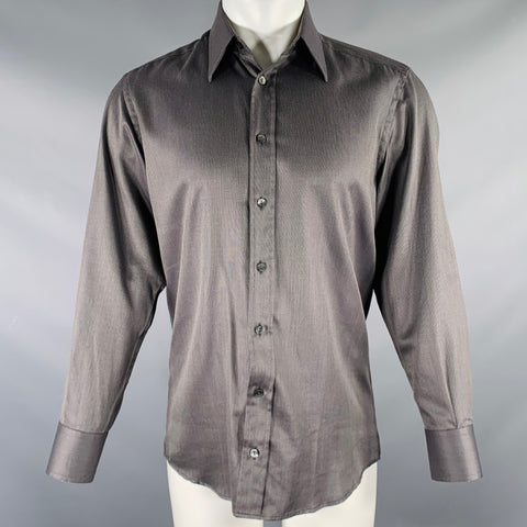 DOLCE & GABBANA Size S Grey Black Nailhead Cotton Button Up Long Sleeve Shirt