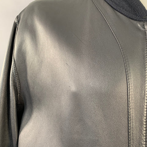 BALLY Size 42 Black Suede Leather Reversible Bomber Jacket