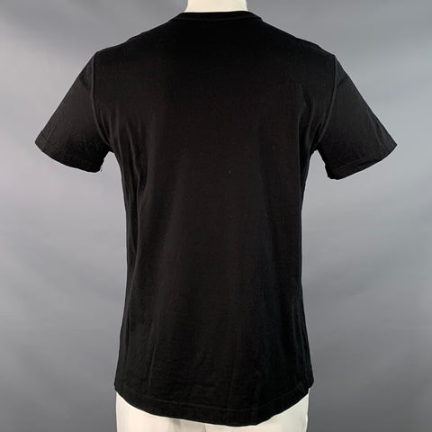 DOLCE & GABBANA Size L Black White Logo Cotton Crew Neck T-shirt