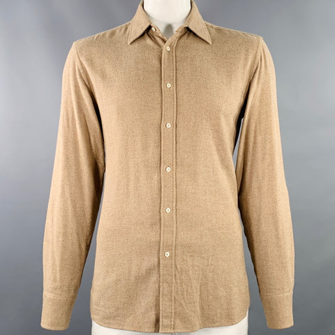 ADAM KIMMEL Size L Camel Cotton Long Sleeve Shirt