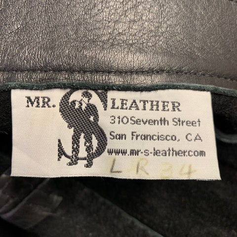 MR. S LEATHER Size 32 Black Brown Color Block Leather Button Fly Casual Pants