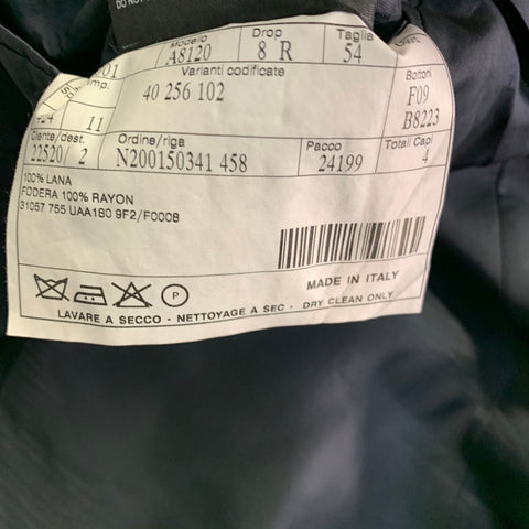PRADA Size 42 Navy Charcoal Plaid Wool Single Breasted Notch Lapel Sport Coat