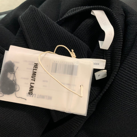 HELMUT LANG Talla L Vestido sin mangas negro con espalda torcida acanalada