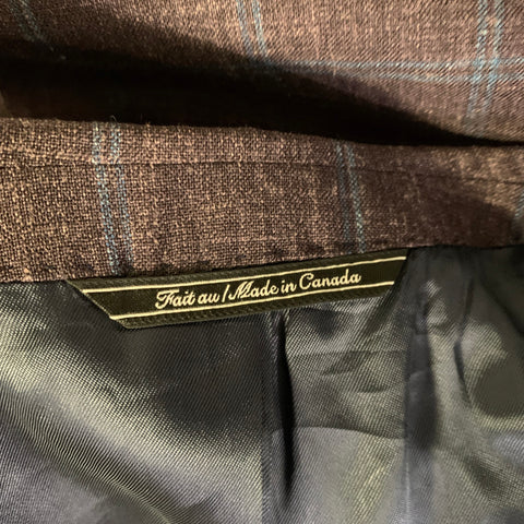 BARCELINO Chest Size 38 Purple Blue Plaid Wool Silk Linen Sport Coat