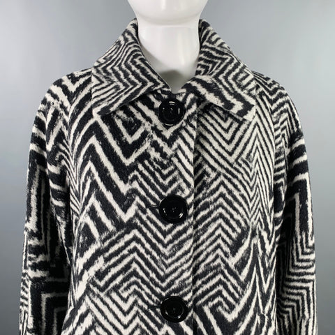 CINZIA ROCCA Size 8 Black White Wool Angora Zig Zag Jacket