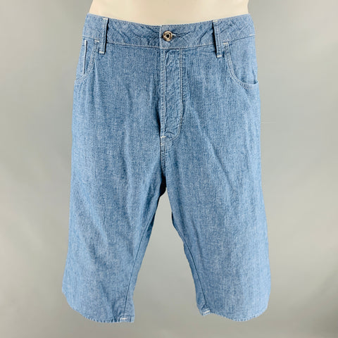 G-STAR Size 36 Blue Contrast Stitch Cotton Button Fly Shorts
