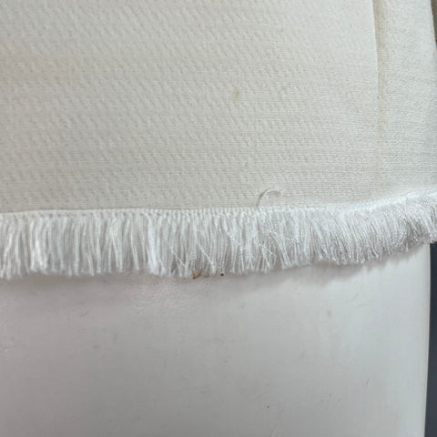 L'AGENCE Size 8 White Polyester Blend Woven Cropped Open Front Jacket Blazer