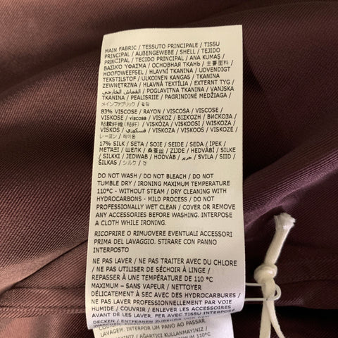 JIL SANDER Size M Plum Viscose Silk Hidden Placket Long Sleeve Shirt